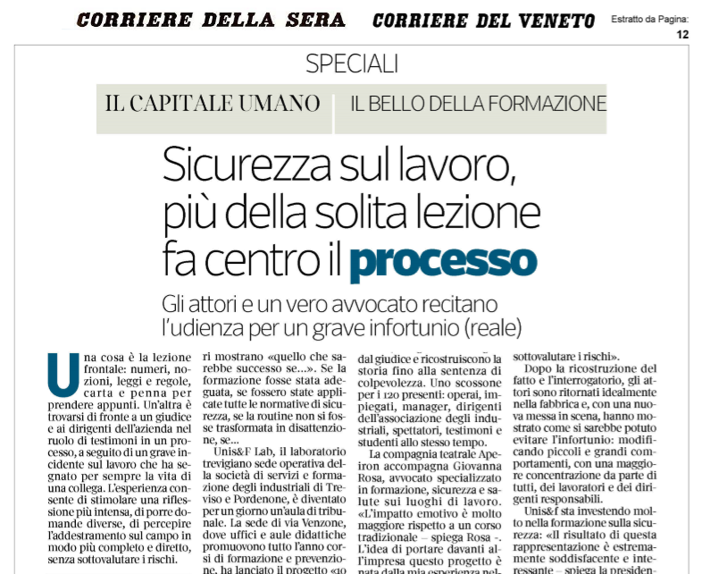 articolo CORRIERE DELLA SERA